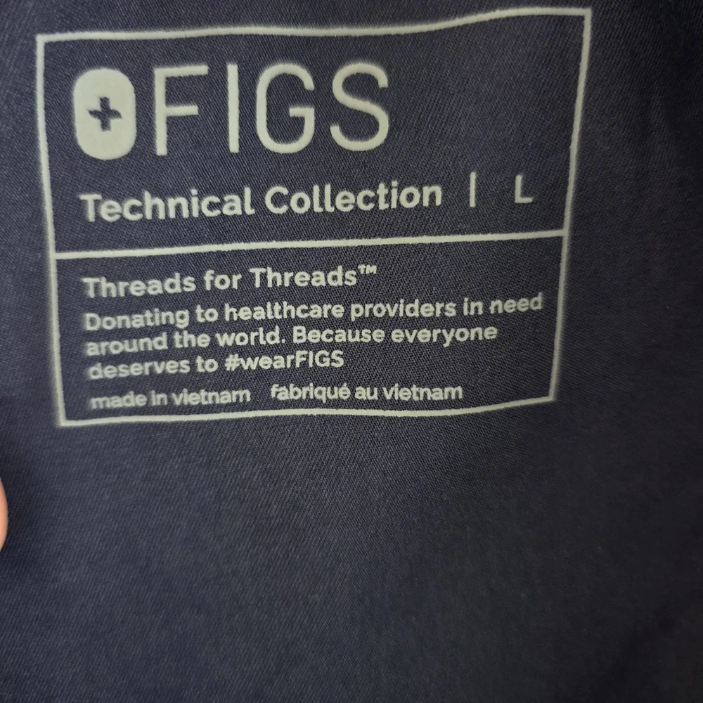 FIGS Scrub Pants Navy Blue L Technical Collection Drawstring Pockets
